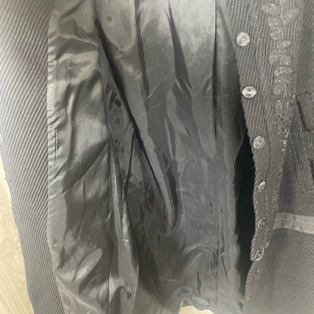 Sigrid Olson 100% Wool Black Sequin Embroidered Coat size 6 Collar - Picture 12 of 12